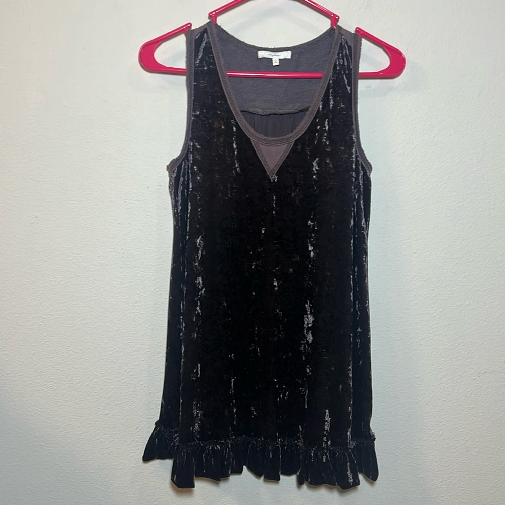Anthropologie Mystree Crushed Velvet Velour Tank Top Blouse Small